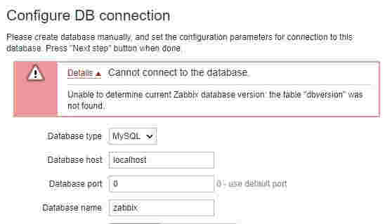 安装Zabbix数据库报错:Unable to determine current Zabbix database version: the table "dbversion" was not found.
